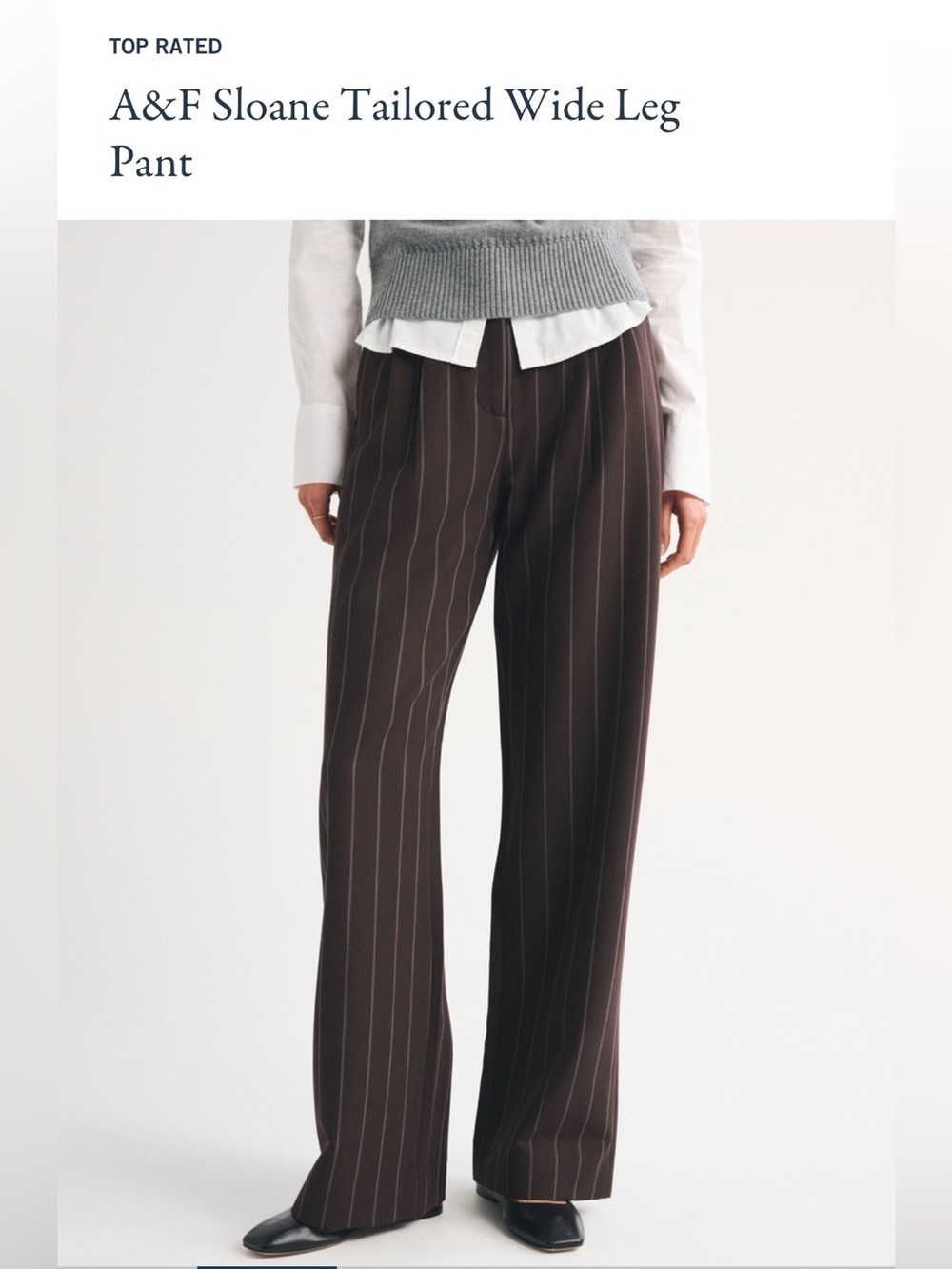 Abercrombie & Fitch Sloane Tailored Wide Leg Pant in Grey Pinstripe